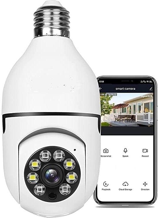 MECCLIEN WiFi 1080p HD 5MP Bulb Light Wireless IP Camera Fish Eye 360 Degree Panoramic Mini Lamp IR CCTV Home Security Camera