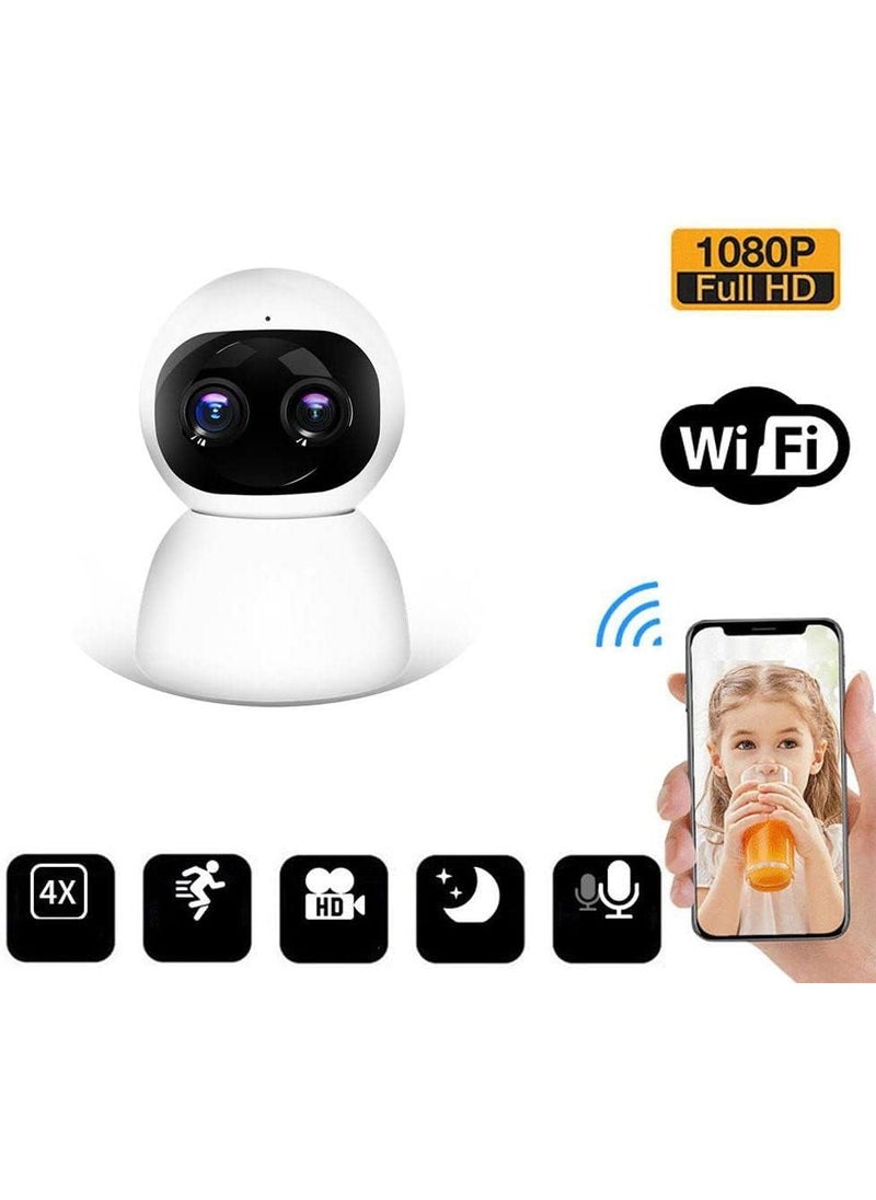 Mecclien 10X Zoom 360 Smart Pan Tilt Home Office WiFi Camera Wireless Indoor Security 2MP 1080P Full Hd Night Vision Up to 64 Gb MicroSD Card Support Motion Detection