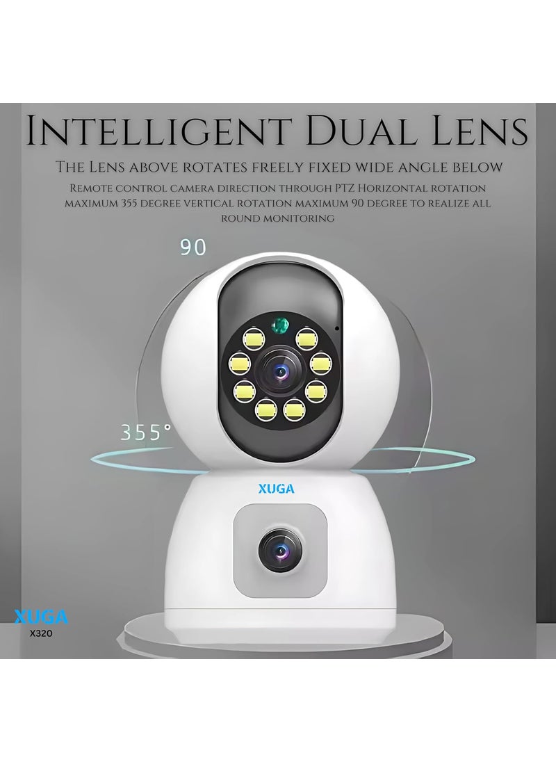 XUGA 8MP 4K PanTilt Indoor WiFi Security Camera for Baby Monitor Pet Camera AI Enabled Human Detection Tracking 2Way Audio Cloud SD Card Storage Upto 256Gb X320