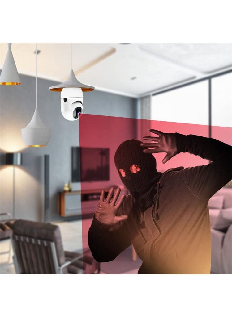 JKPlus Security WiFi Outdoor Wireless 2MP CCTV Bulb Camera Full HD 1080P IP Camera Home Surveillance CCTV Cameras with Motion Detection AlarmNight VisionRemote Viewing_Two Way Audio PTZ Dome Camera