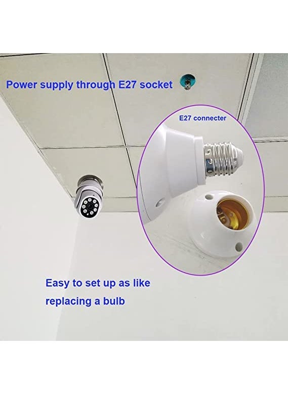 JKPlus 1080p Full HD Bulb Shape 2MP Full HD PanTilt Wireless WiFi IP CCTV Security Camera Security Camera with TF Storage Cloud Storage One Year Warranty