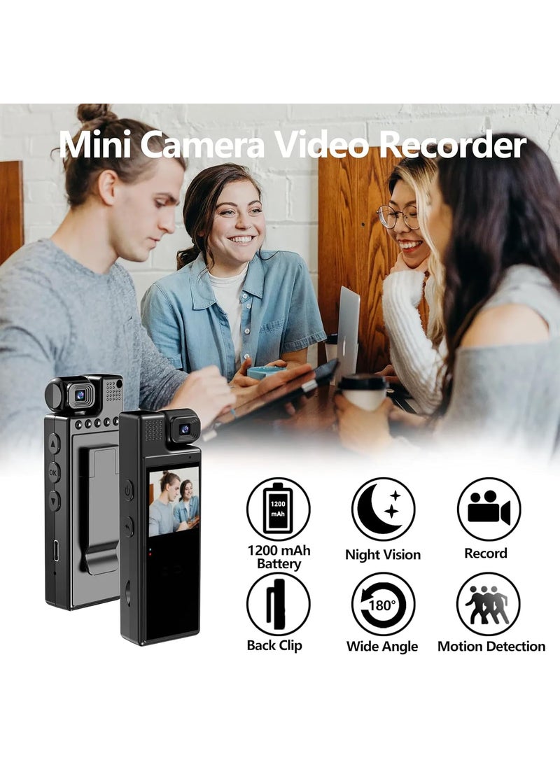 CAMLEIGH Body Cam for Sports Personal Security Police Law Enforcement HD1080P Wearable Mini Body Camera Video Camera 180 Rotating Lens Motion Detection Night Auxiliary Lights 6HR Battery