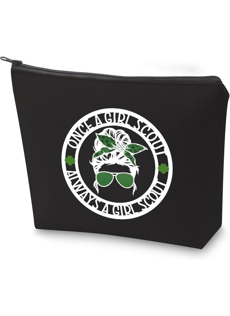 ZJXHPO Scout Troop Leader Cosmetic Bag Gifts Once A Scout Always A Scout Makeup Bag With Zipper Scout Life Gift (BL Once Scout)