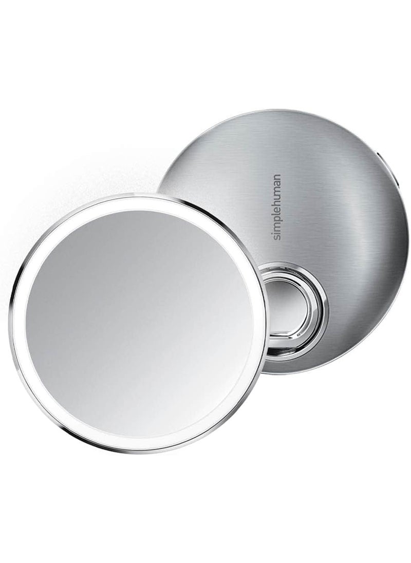 simplehuman Sensor Mirror Compact, 10X Magnification, Brushed Stainless Steel