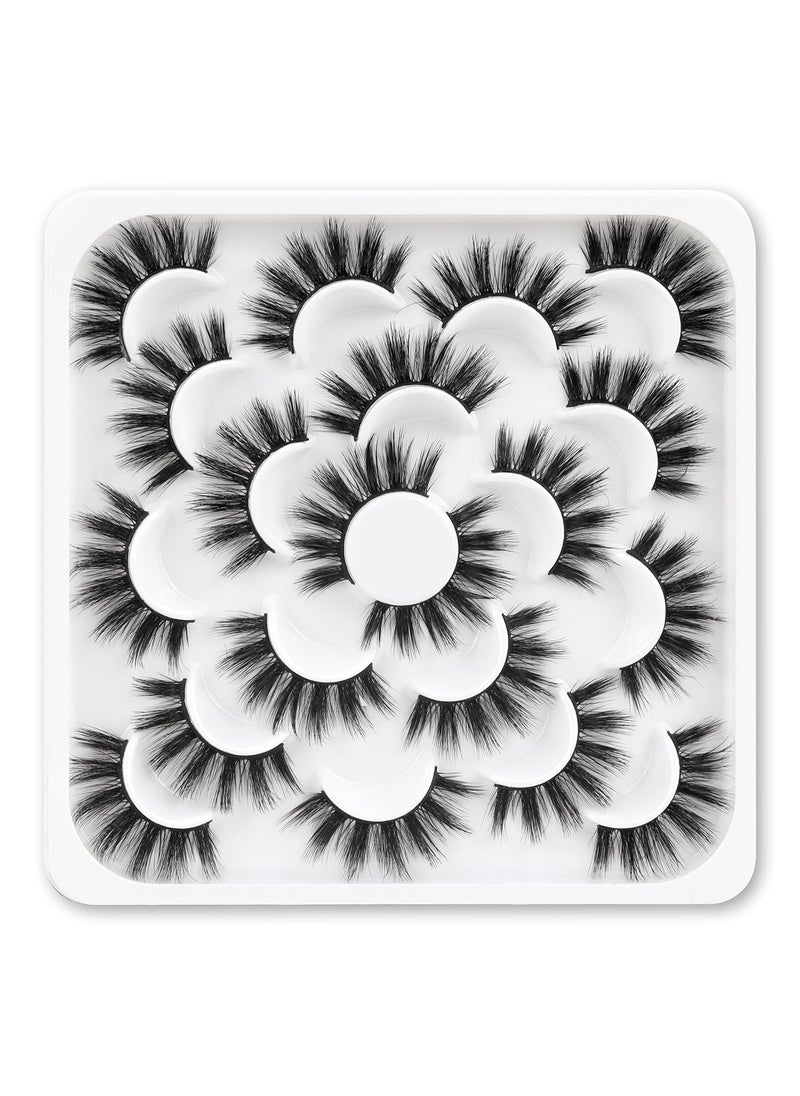 Veleasha Lashes 10 Pairs Natural Fluffy False Eyelashes Soft Wispy Lashes 3D Faux Mink Lashes Pack (V07)