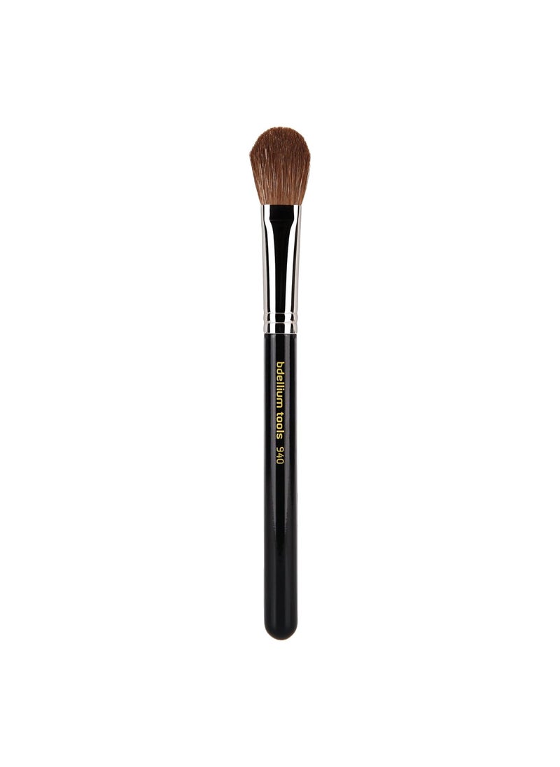 Bdellium Tools Professional Makeup Brush - Maestro Series 940 Face Blending - With Mix of Soft Synthetic & Natural Fibers, For Facial Sculpting (Black, 1pc)