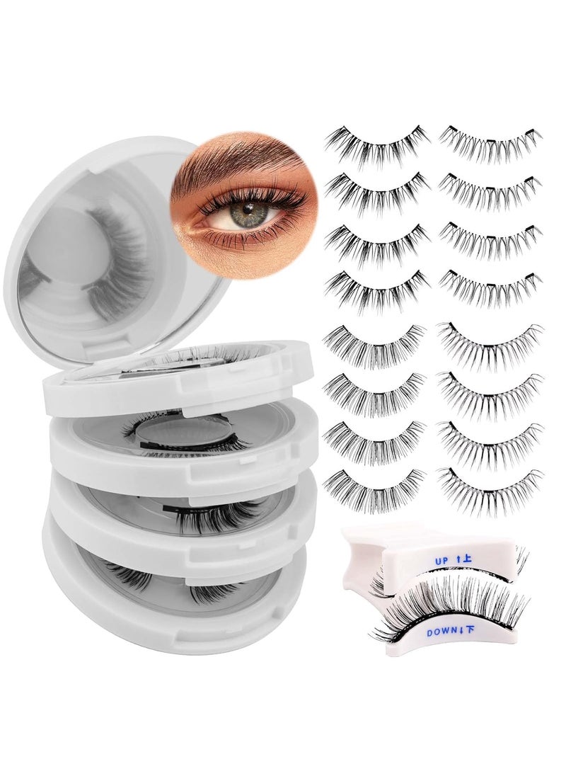 FADLASH Magnetic Eyelashes with Applicator 4 Pairs Magnetic Lashes Natural Look No Glue Needed Reusable Magnetic Eye Lashes Kit Easy to Wear False Eyelashes (Magnetic Eyelashes 604+079+806+B7)