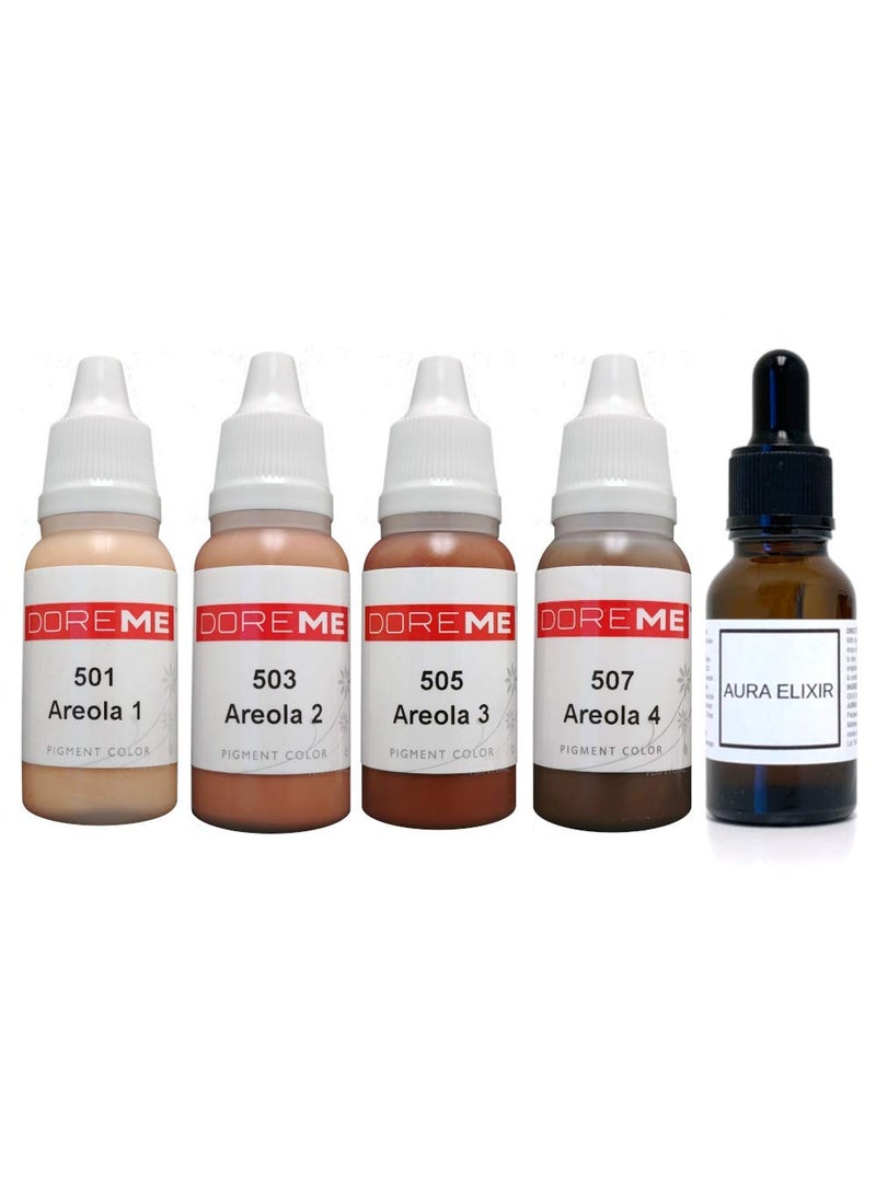 Doreme Permanent Makeup Areola Pigment Set Kit Skin Tone Nipple Breast Ink Color Cosmetic Microblading Micropigmentation Aura Elixir Sets Areola Set