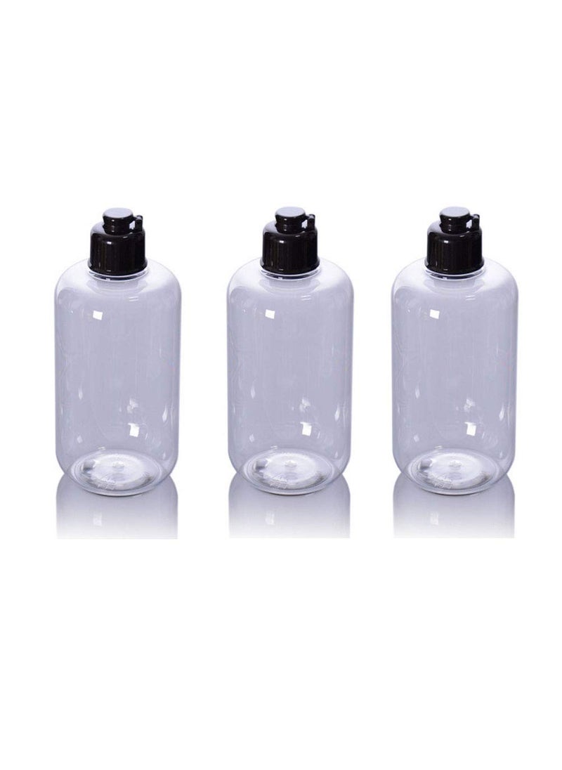 3PCS 300ml/10.2oz Empty Refillable Clear Plastic Flip Cap Bottle Jars Cosmetic Container Vial Pot Holder for Makeup Emollient Water Hydrolat Toner Floral Water Lotion Shampoo Shower Gel Toiletries