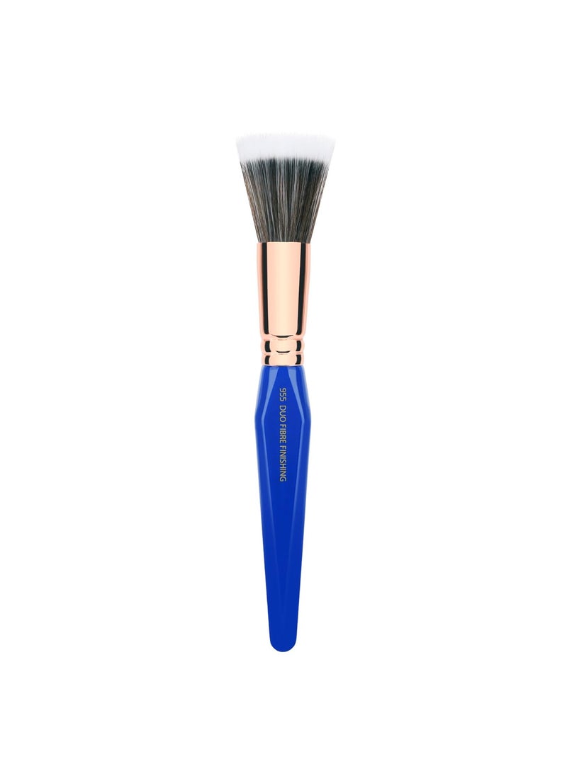 Bdellium Tools Professional Makeup Brush - Golden Triangle 955 Duo Fibre Finishing - With All Vegan and Soft Synthetic Fibers, For Stippling, Lightweight Application (Blue, 1pc)