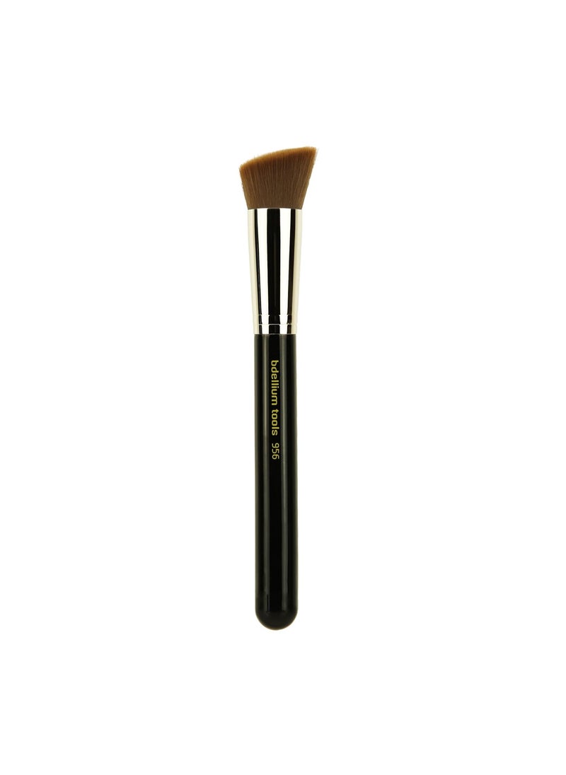 Bdellium Tools Professional Makeup Brush - Maestro Series 956 Slanted Precision Kabuki - With Soft Synthetic Fibers, For Perfect Complexion (Black, 1pc)