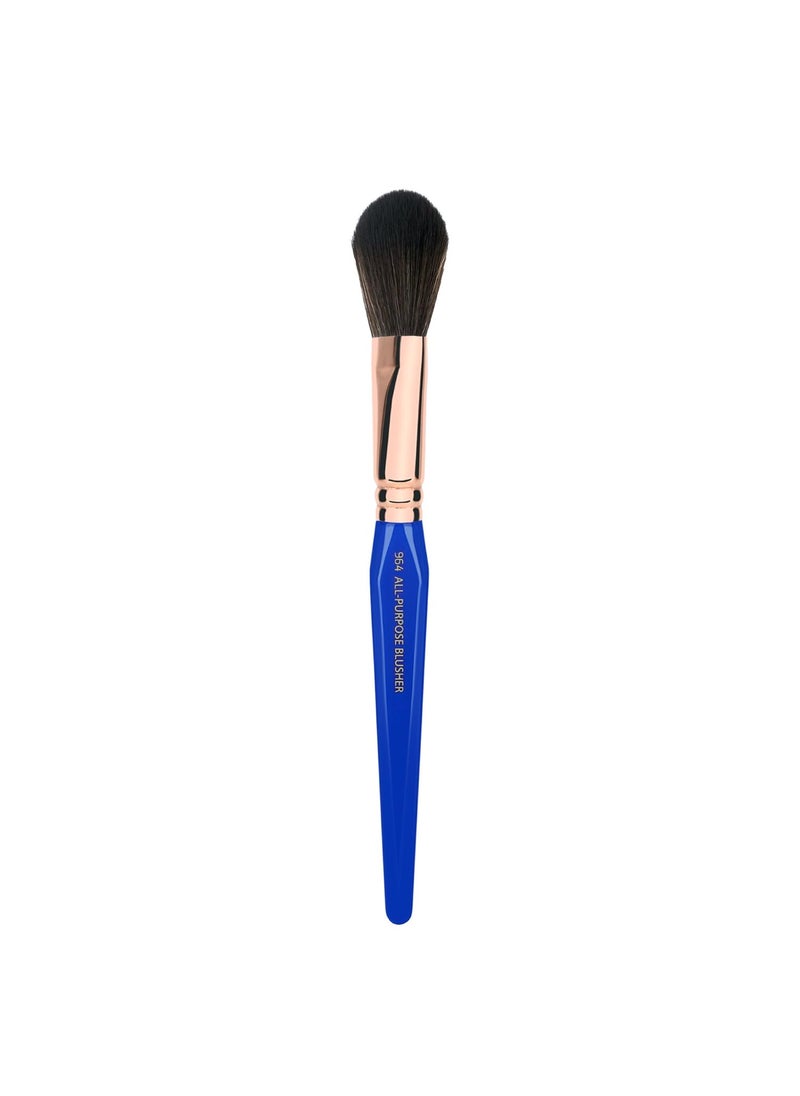 Bdellium Tools Professional Makeup Brush - Golden Triangle 964 All-Purpose Blusher - With All Vegan and Soft Synthetic Fibers, For Precise Blush Application (Blue, 1pc)