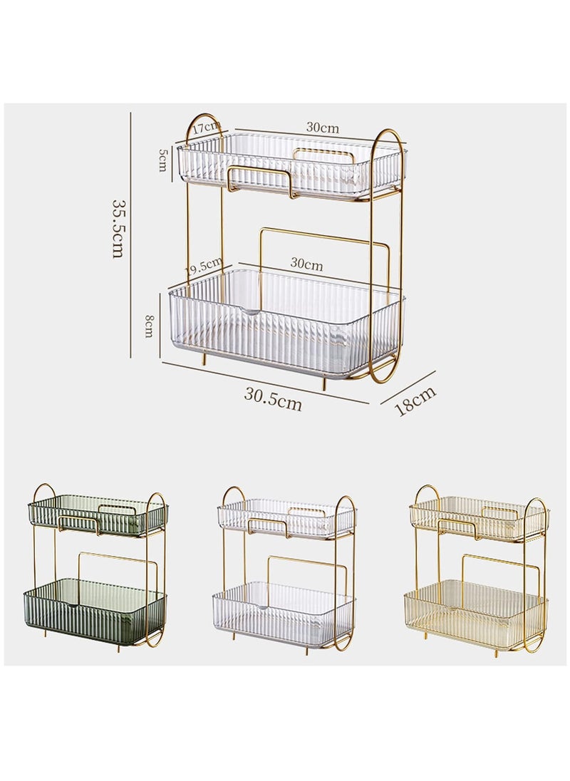 Bathroom Organizer Countertop,Vanity Organizer Basket with Sliding Tray,Makeup Organizer and Storage,Cosmetic Display Cases, Kitchen Counter Organizers Spice Rack