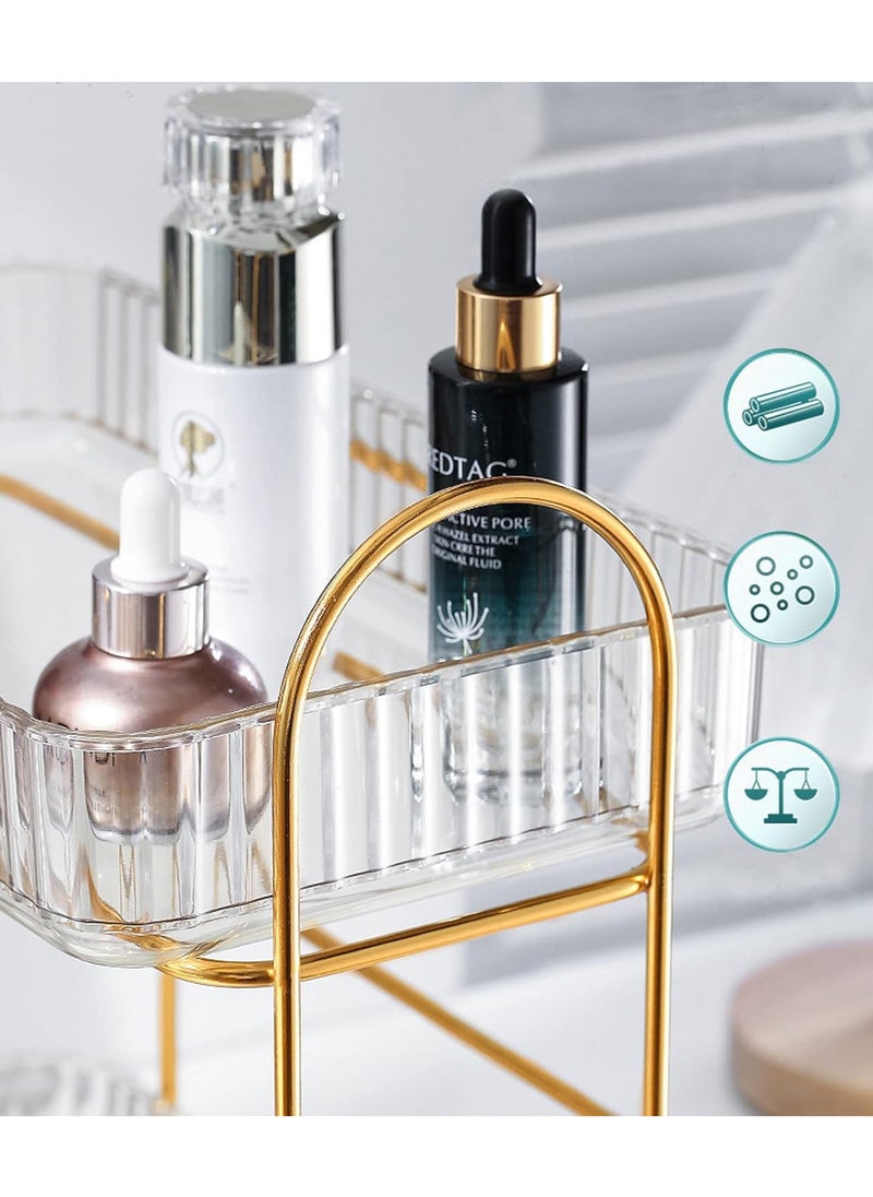 Bathroom Organizer Countertop,Vanity Organizer Basket with Sliding Tray,Makeup Organizer and Storage,Cosmetic Display Cases, Kitchen Counter Organizers Spice Rack