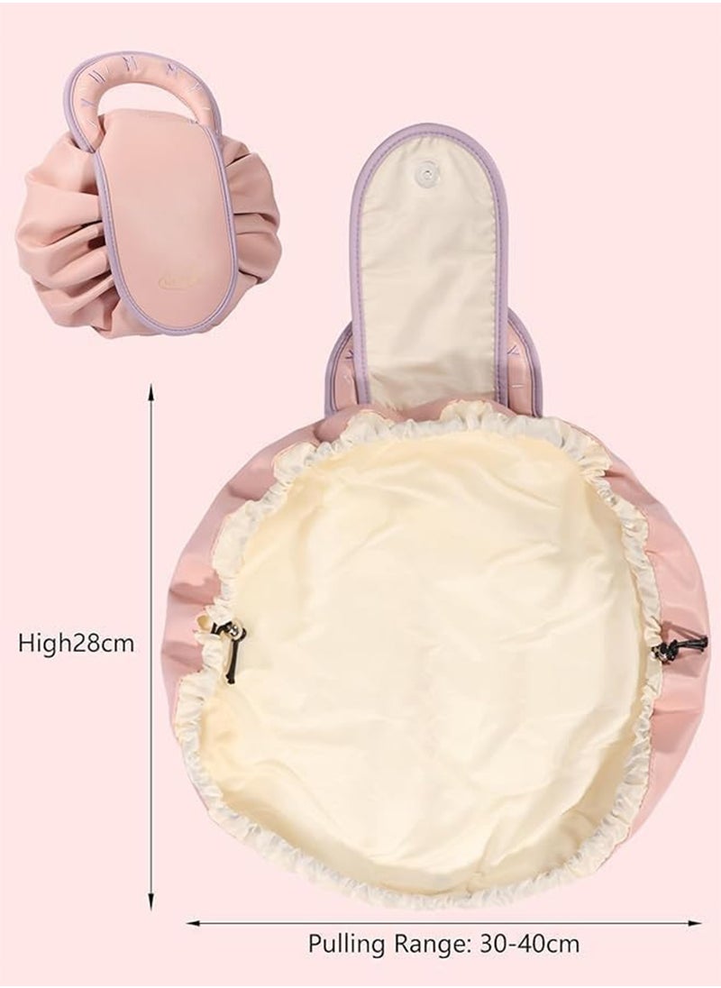 Makeup Bag Drawstring Flat Lay Large Cosmetic Bag Travel Makeup Organization Case Suitable For Travel Gift And Daily Use