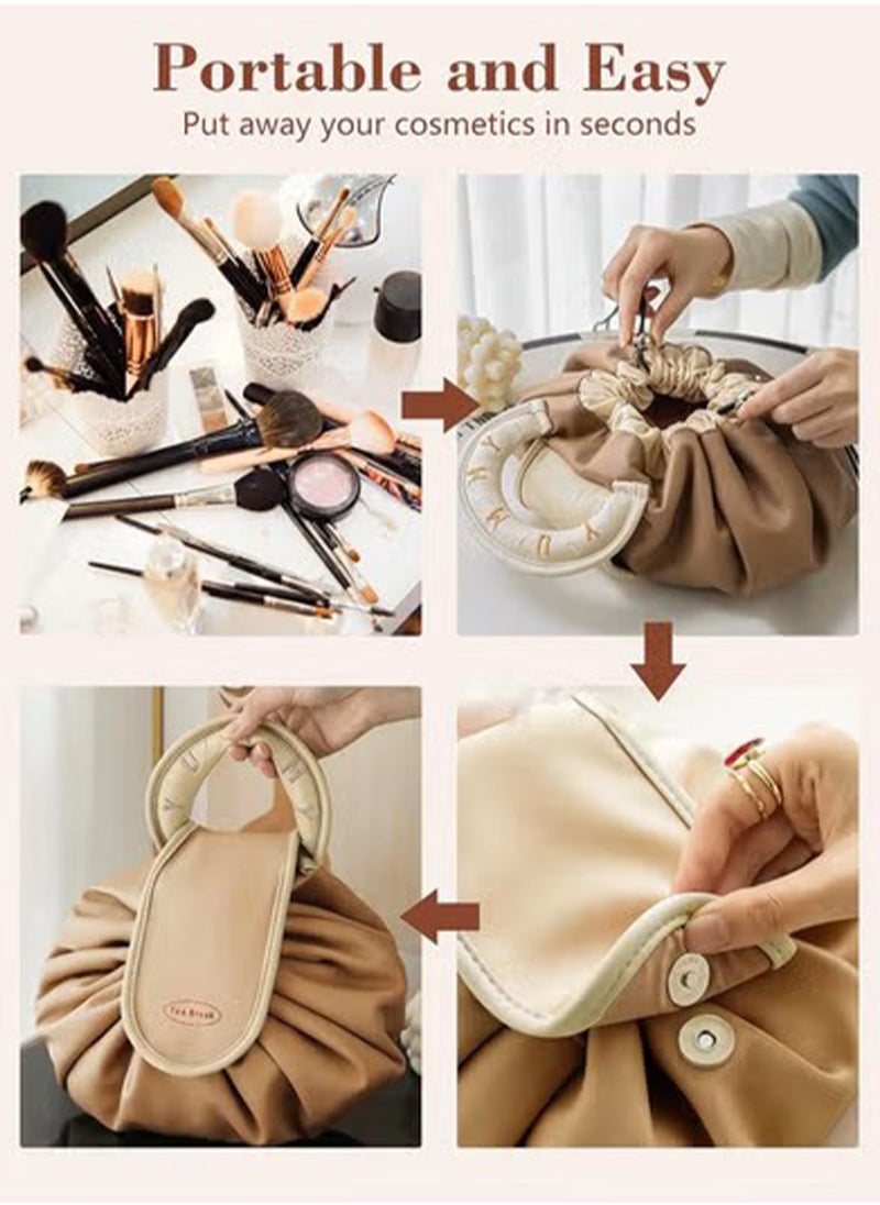Makeup Bag Drawstring Flat Lay Large Cosmetic Bag Travel Makeup Organization Case Suitable For Travel Gift And Daily Use