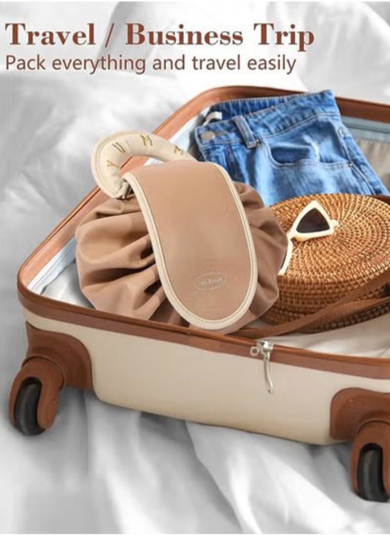 Makeup Bag Drawstring Flat Lay Large Cosmetic Bag Travel Makeup Organization Case Suitable For Travel Gift And Daily Use