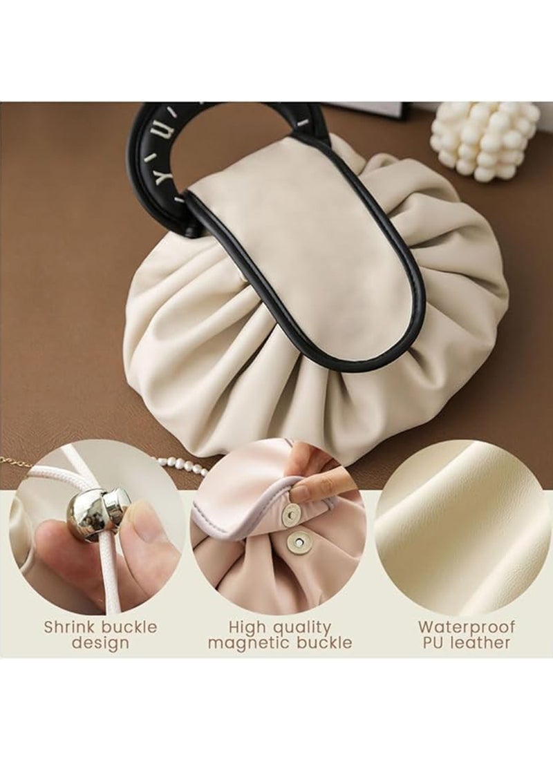 Makeup Bag Drawstring Flat Lay Large Cosmetic Bag Travel Makeup Organization Case Suitable For Travel Gift And Daily Use