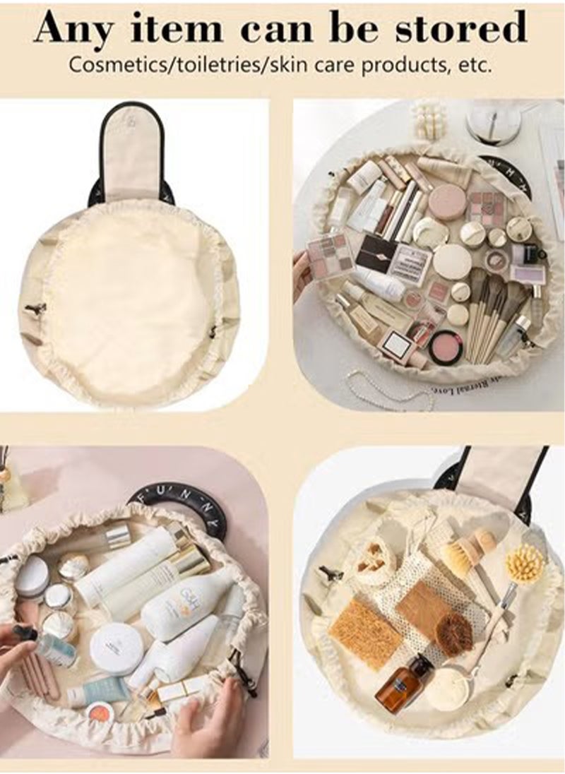 Makeup Bag Drawstring Flat Lay Large Cosmetic Bag Travel Makeup Organization Case Suitable For Travel Gift And Daily Use