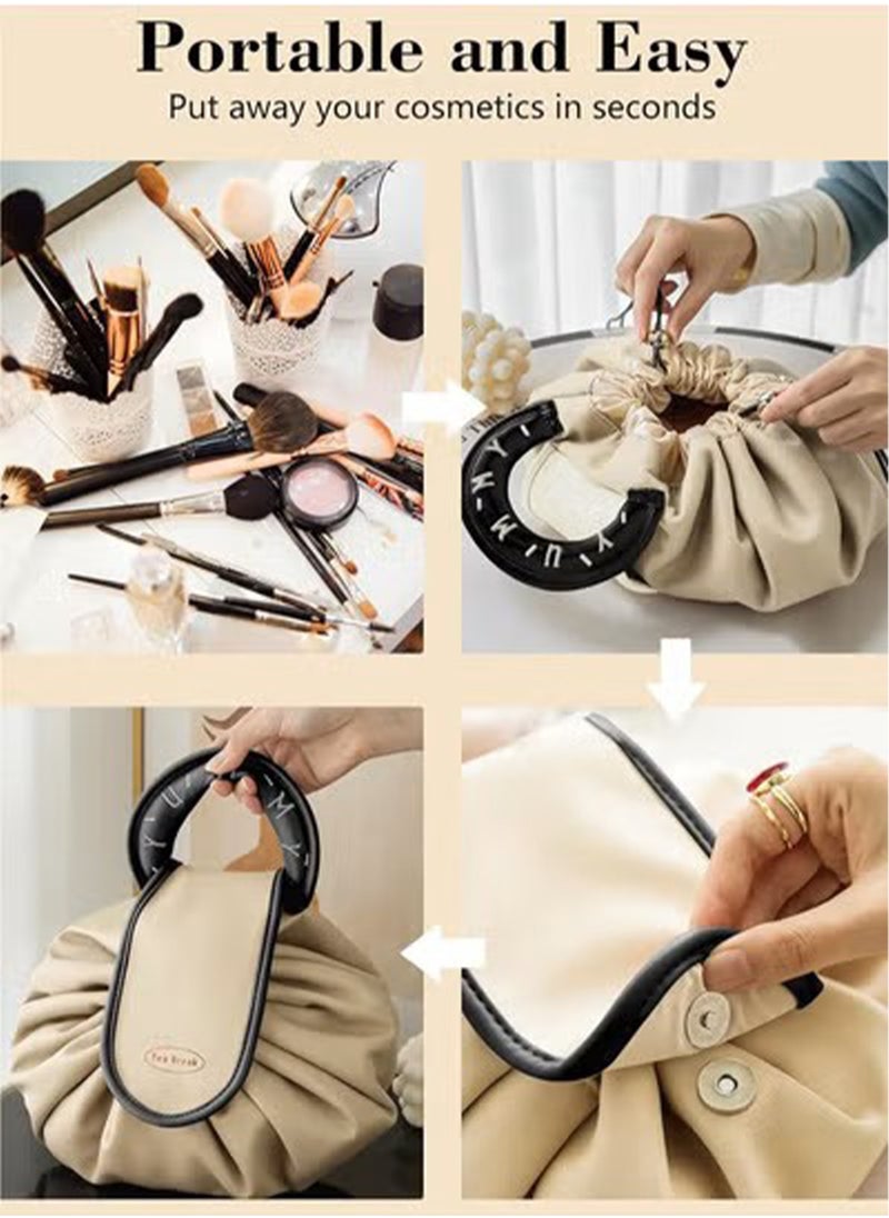 Makeup Bag Drawstring Flat Lay Large Cosmetic Bag Travel Makeup Organization Case Suitable For Travel Gift And Daily Use