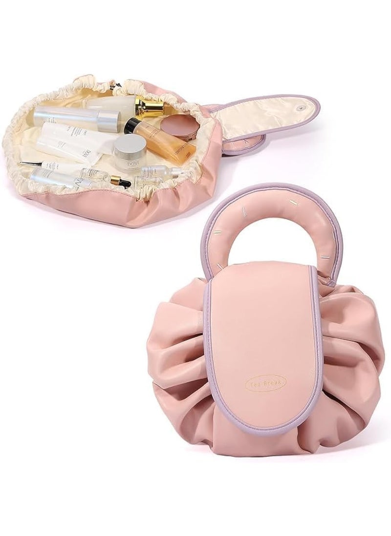 Makeup Bag Drawstring Flat Lay Large Cosmetic Bag Travel Makeup Organization Case Suitable For Travel Gift And Daily Use