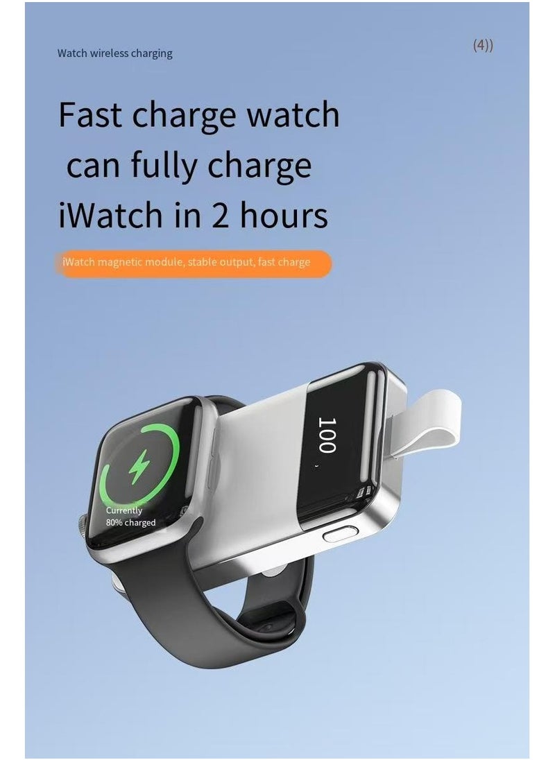 Portable charging watch charger suitable for 2000mAh wireless charging of watches (white+pink)
