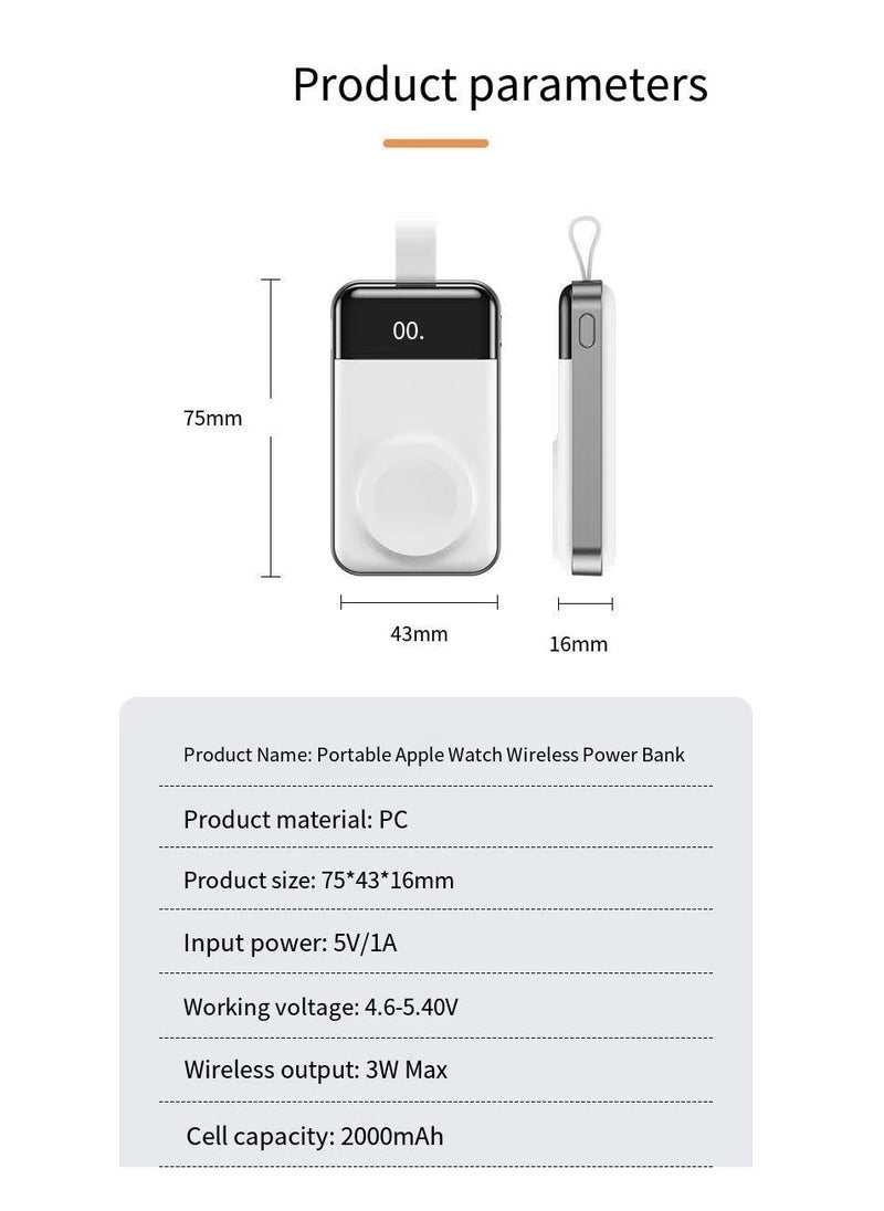 Portable charging watch charger suitable for 2000mAh wireless charging of watches (Silver Universal Edition)