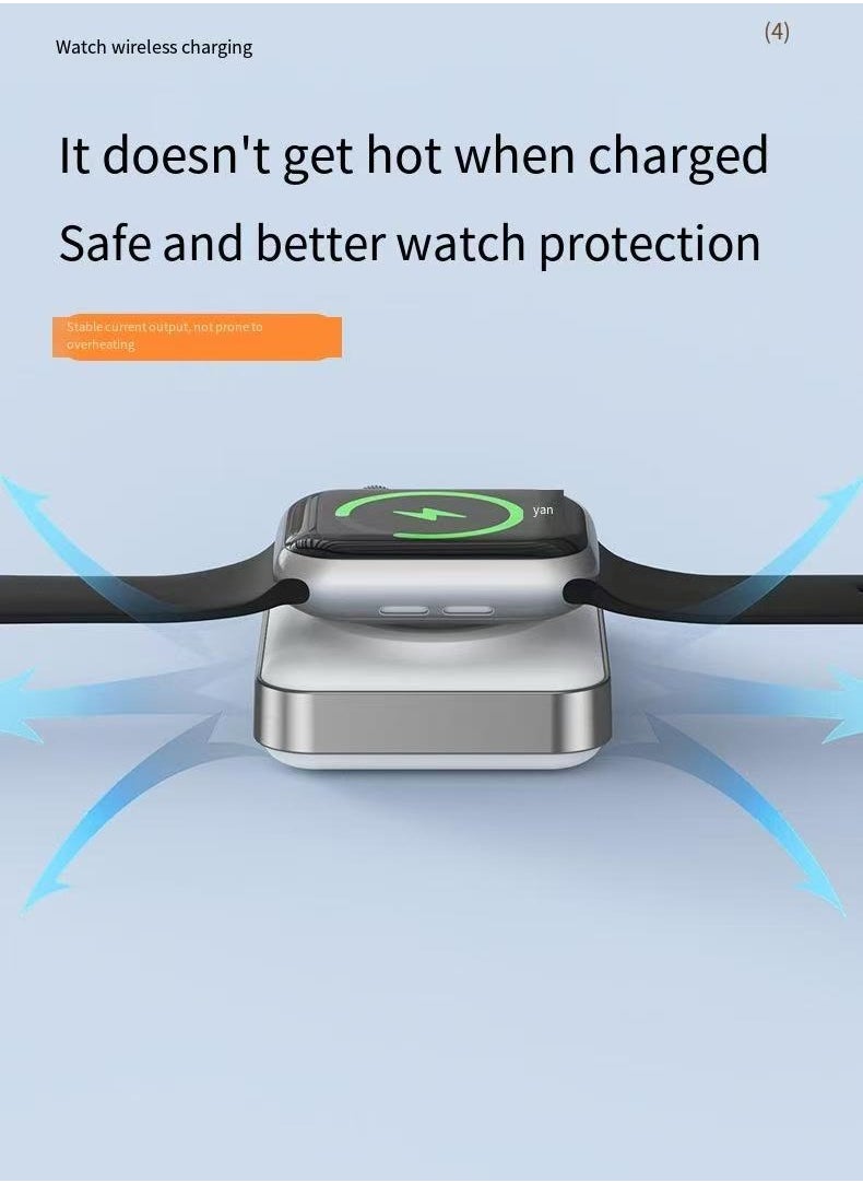Portable charging watch charger suitable for 2000mAh wireless charging of watches (Silver Universal Edition)