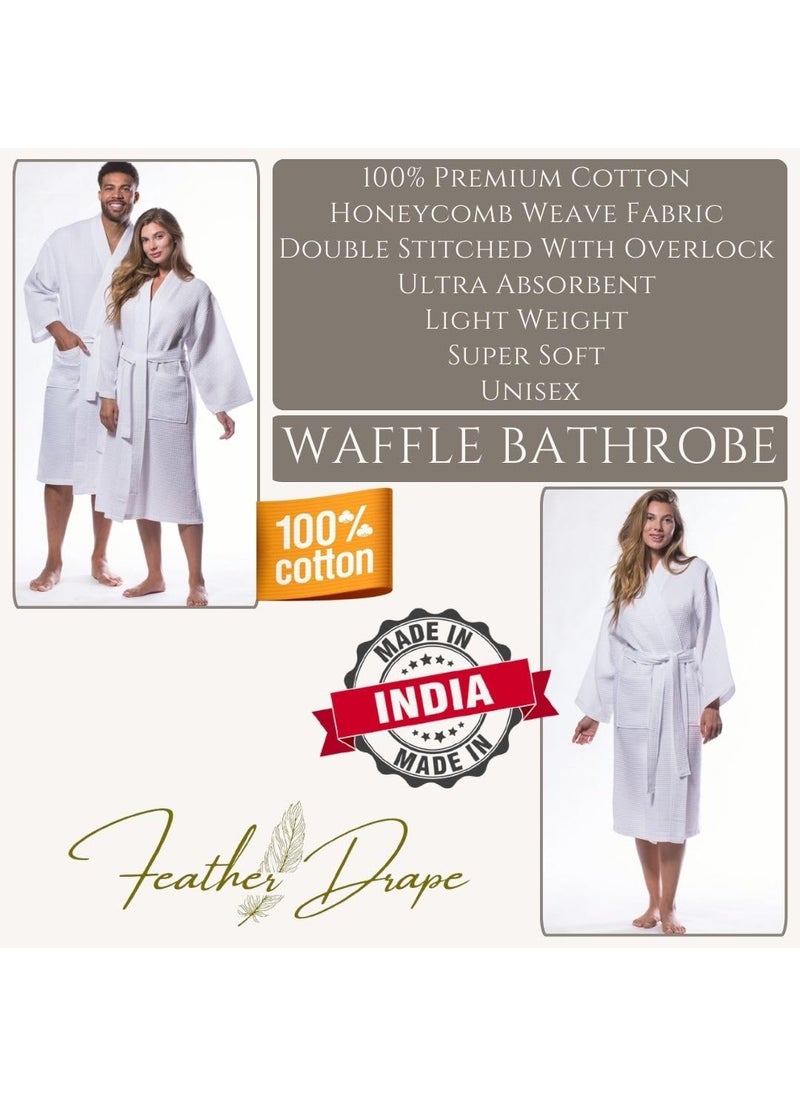 Feather Drape Waffle Bathrobe For Men Women100 Cotton