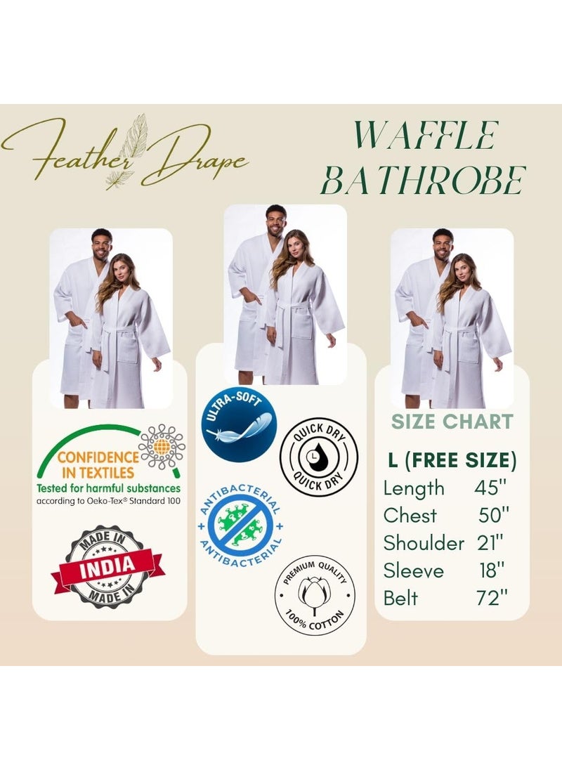 Feather Drape Waffle Bathrobe For Men Women100 Cotton
