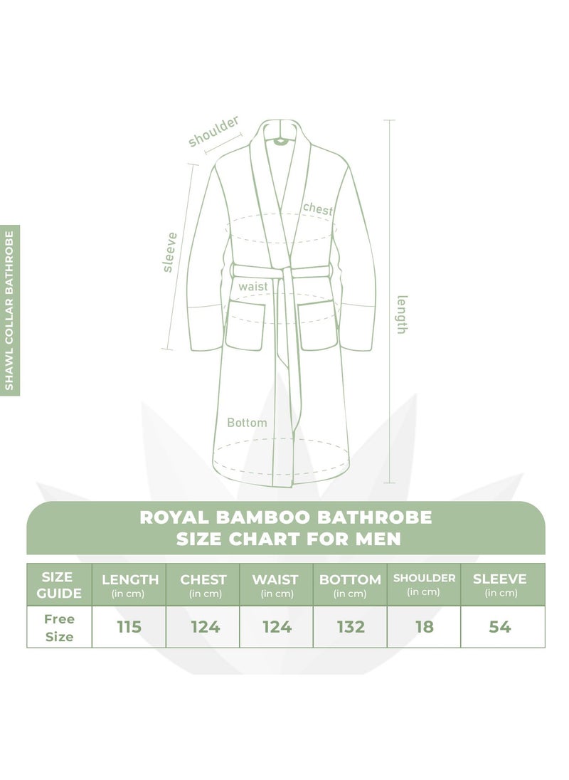 Rangoli Royal Bamboo Premium Bathrobe For Men Ultra Soft Bamboo Yarn Lightweight Bathing Robes 460 GSM Highly Absorbent Quick Drying Luxurious Bath Gown Knee Length Bath Robe Dark Grey
