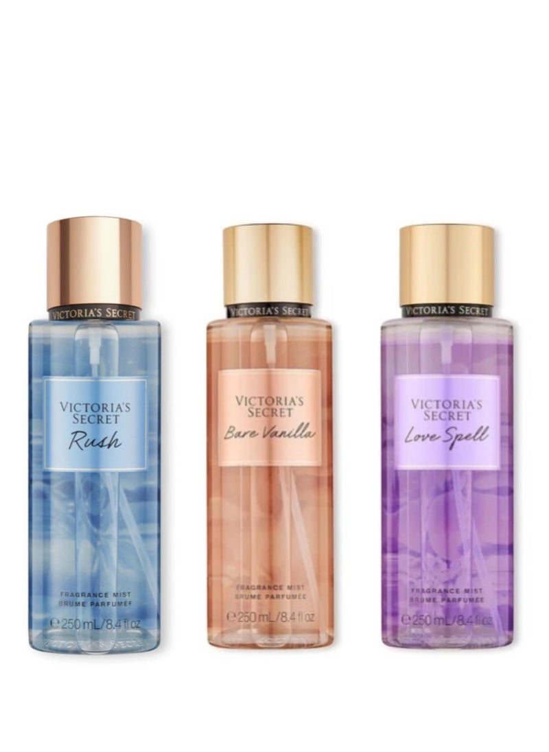 Body Mist Combo - Love Spell, Rush & Bare Vanilla (3-Pack, 750ml)