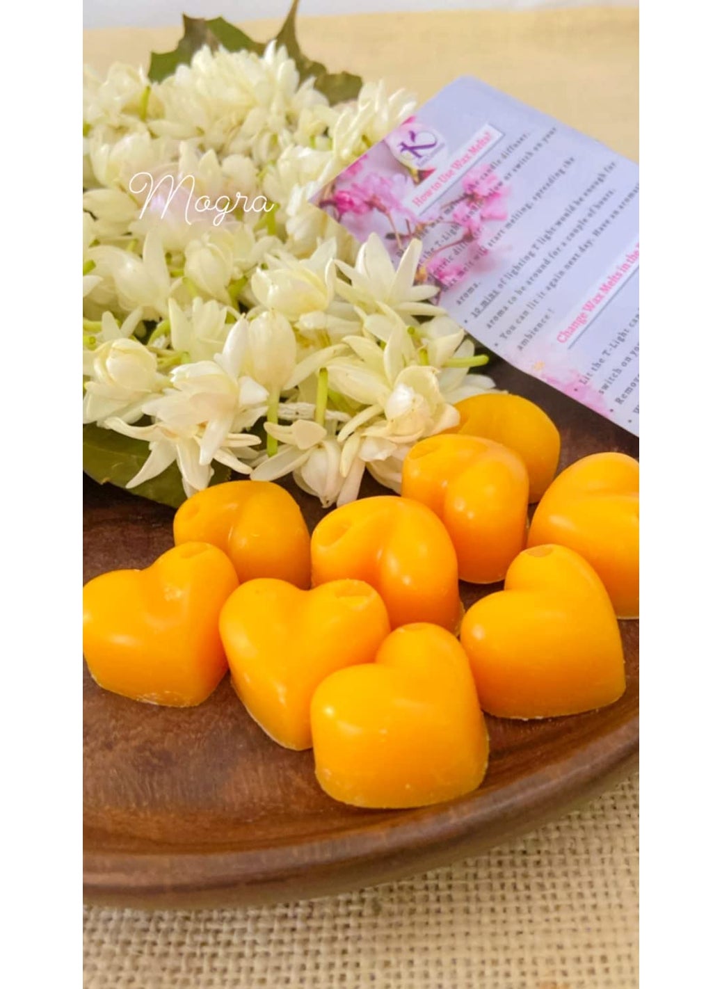 Kana Creations Mogra Fragrance EcoFriendly Wax Highly Scented Hand Poured Wax Melts Premium Gift Packaging of 28 Wax Melts and 3 Tea Lights Made in India