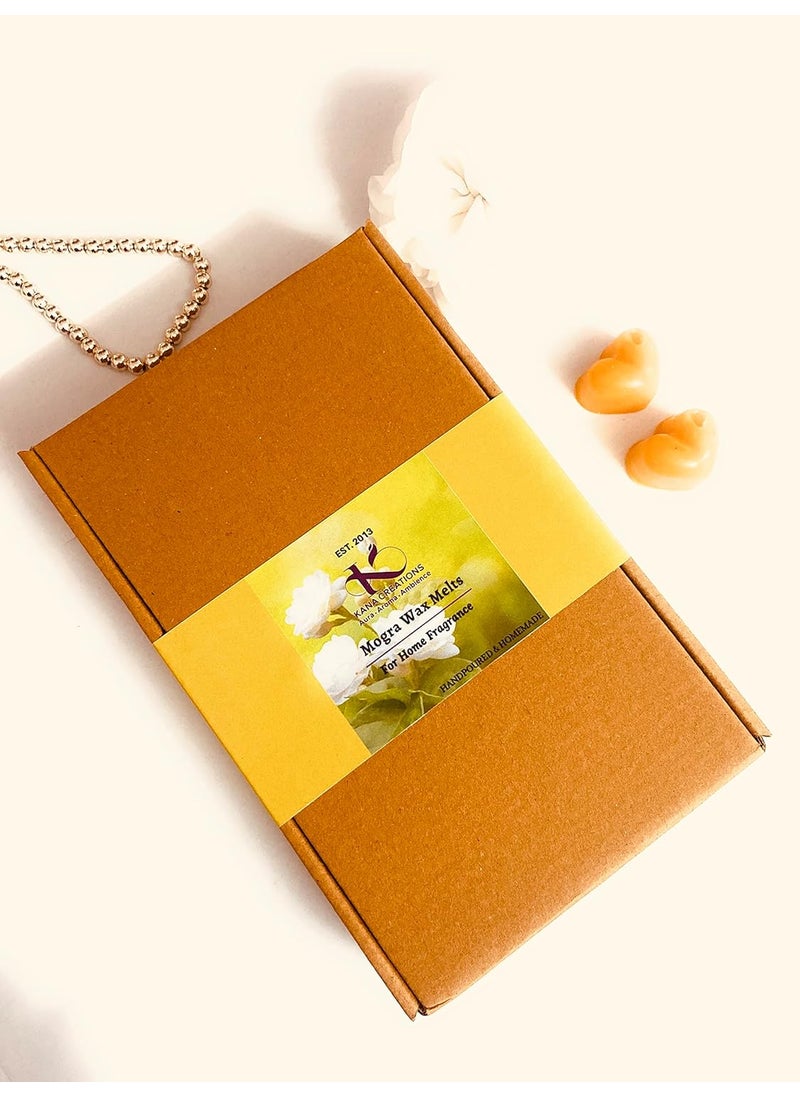 Kana Creations Mogra Fragrance EcoFriendly Wax Highly Scented Hand Poured Wax Melts Premium Gift Packaging of 28 Wax Melts and 3 Tea Lights Made in India