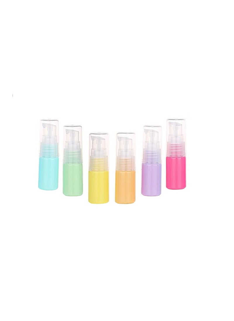 6PCS Plastic Refillable Empty Macaron Color Sample Pump Vial Bottle-Perfume Cosmetic Storage Container Makeup Emollient Cream Emulsion Lotion Toiletries Liquid Jar Pot(Color Random) (10ml/0.33oz)