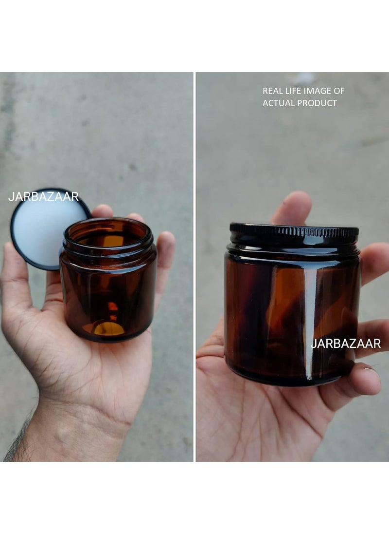 Jarbazaar SUPERSAVER PACK OF 12 PCS 100 GM AMBER GLASS JAR for cosmetics and candle making
