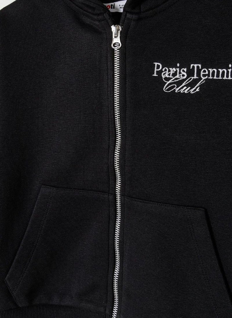 Girls Zip-Up Hoodie with Front Pockets and Hood