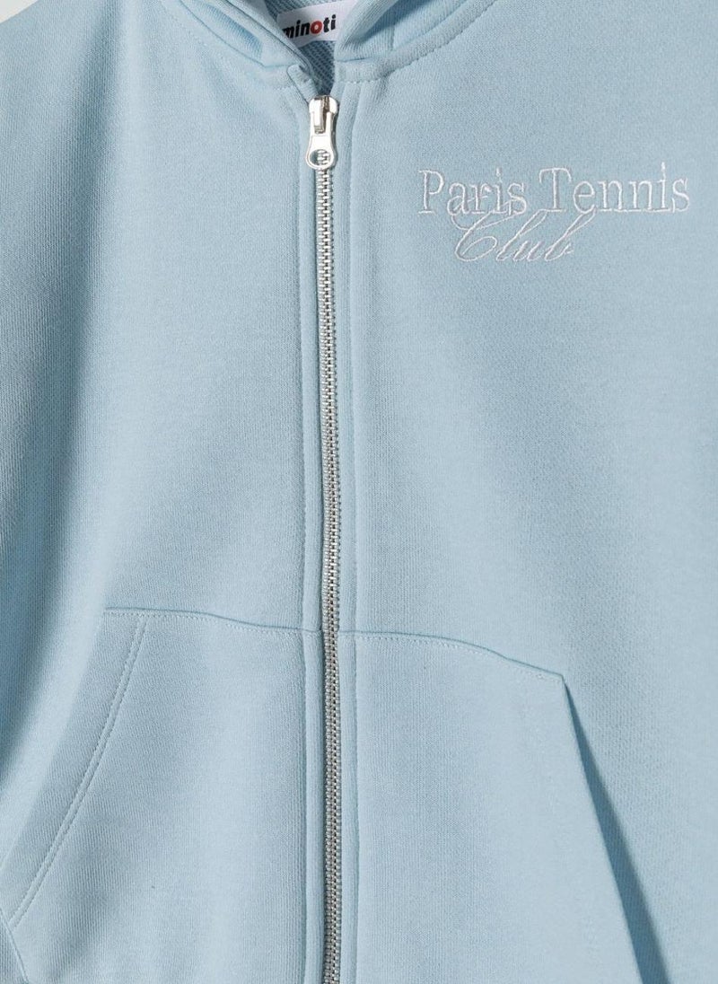 Girls Zip-Up Hoodie with Front Pockets and Hood
