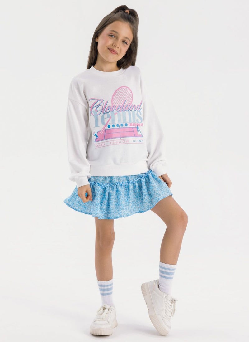 Kids Girls Cotton Crew Neck Sweatshirt