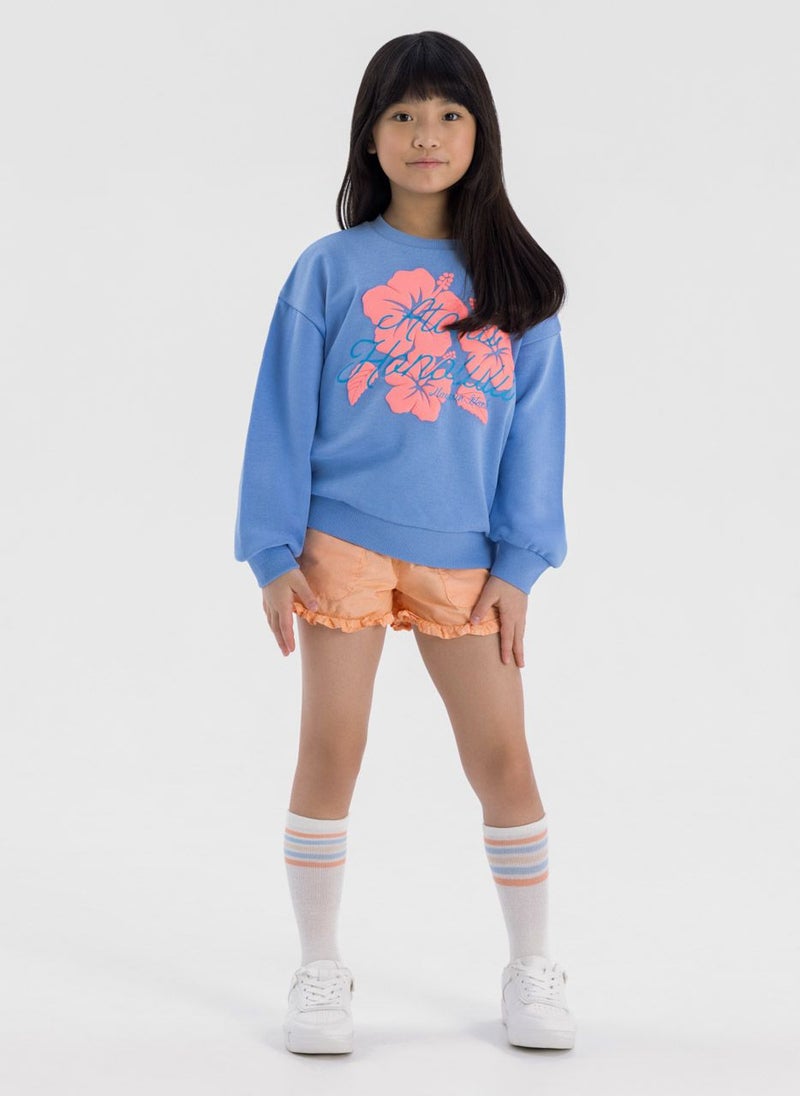 Kids Girls Cotton Crew Neck Sweatshirt