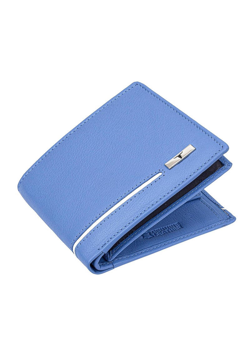 URBAN FOREST Stag Light Blue/White Leather Wallet for Men