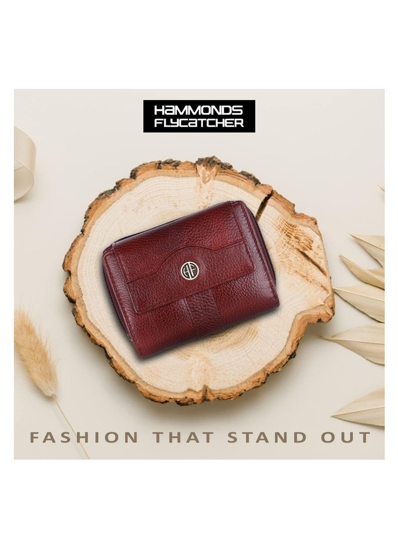 wallet for women - Leather Ladies Wallet - Brown - 14 Card Slots - RFID Protection - 3 ID Card Slots - Women's Wallet - Button Closure -Hand Wallet - Daily Use, Money Purse | K8T6