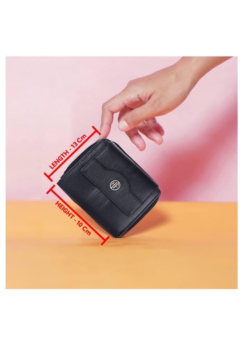 wallet for women - Leather Ladies Wallet - Black - 14 Card Slots - RFID Protection - 3 ID Card Slots - Women's Wallet - Button Closure -Hand Wallet - Daily Use, Money Purse | L4XD