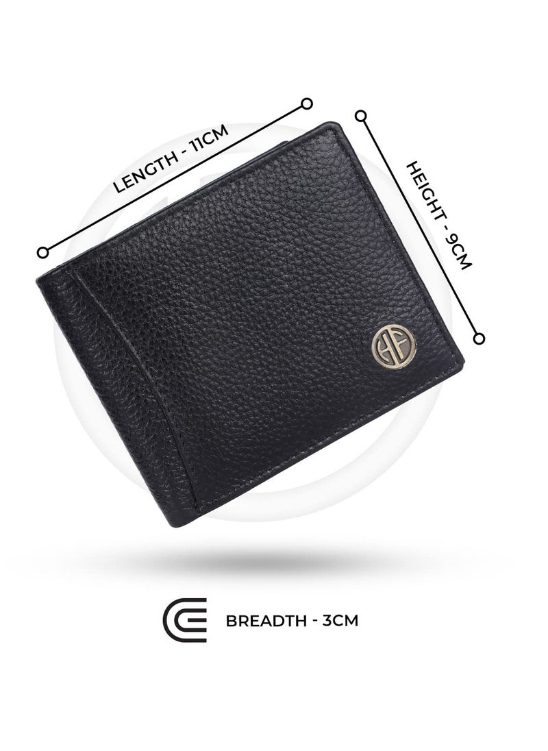 Gift for Men Combo - Leather Wallet and Keychain Set with Ball Pen - Birthday Gift for Husband, Boyfriend, and Father - Wallet with Multiple Card Slots - Black | HF592BLK_KR_PEN | FB5K