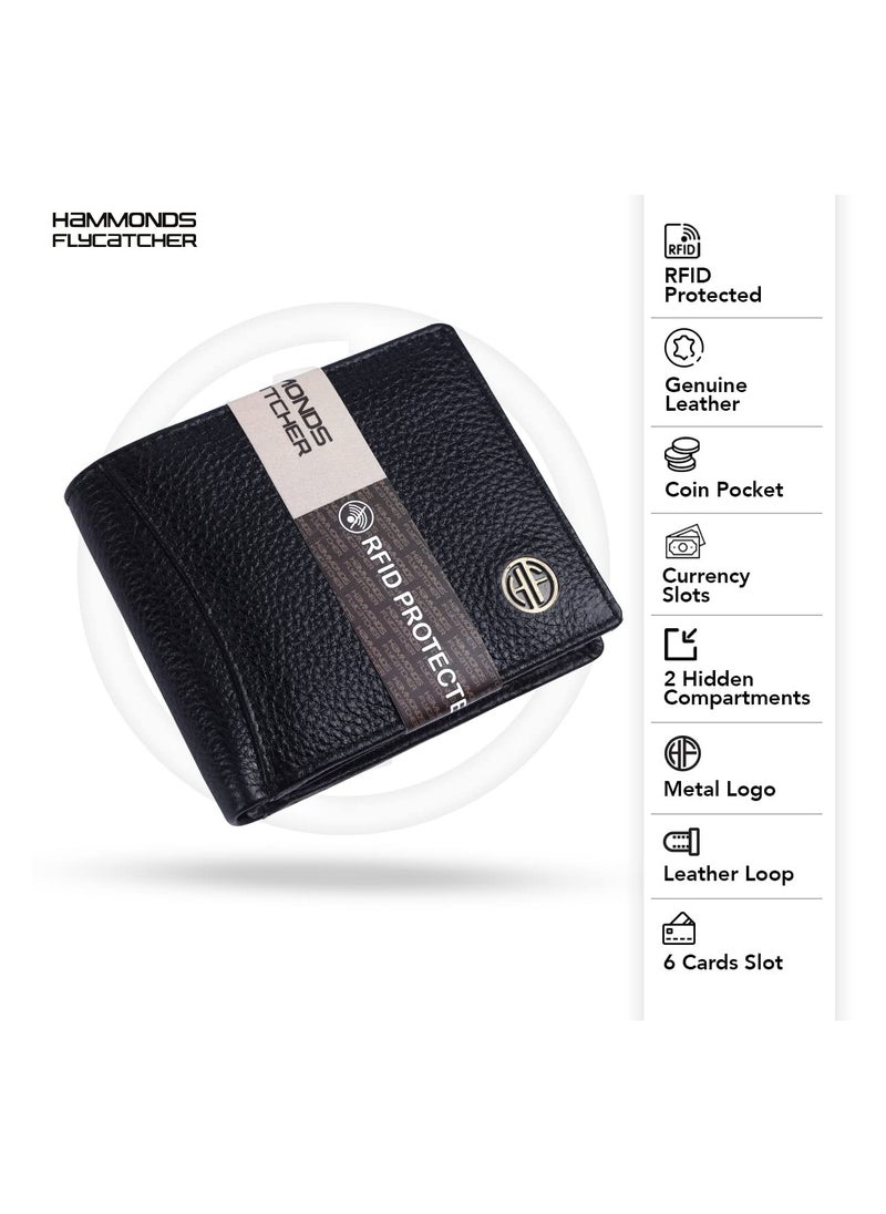 Gift for Men Combo - Leather Wallet and Keychain Set with Ball Pen - Birthday Gift for Husband, Boyfriend, and Father - Wallet with Multiple Card Slots - Black | HF592BLK_KR_PEN | FB5K