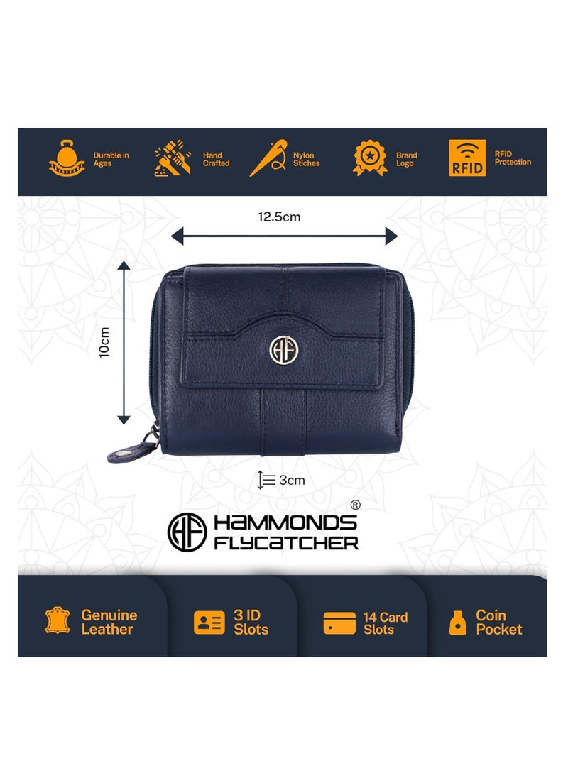 Leather Wallet Combo Gift Set - Men's and Women's Black Wallets with Multiple Card Slots - Perfect for Ramadan, Eid Anniversary, Marriage Gifts and Special Occasions - Blue | DW3S