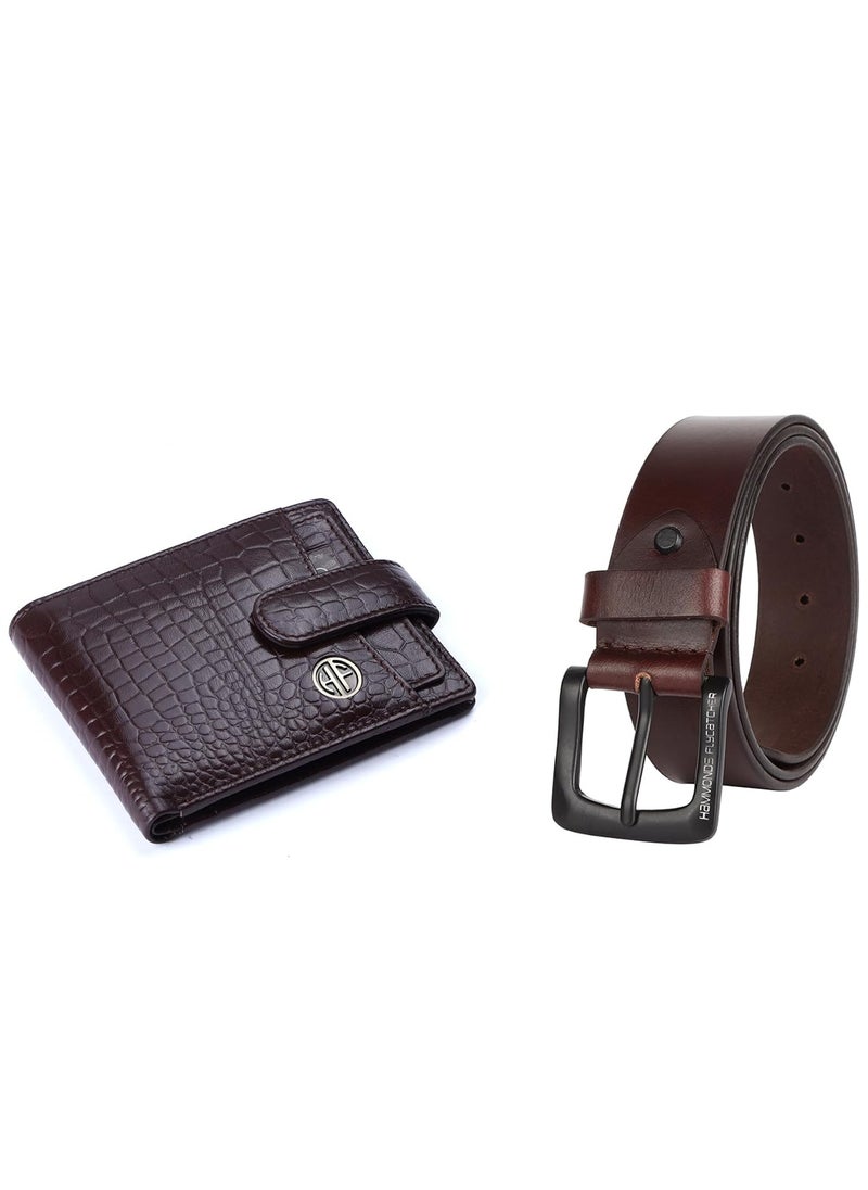 Gift for Men Combo - Genuine Leather Wallet and Belt Combo for Men - Leather Belt for Men - Ramadan, Eid, Birthday Gift | NQ8S