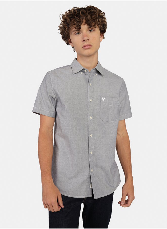 AE Short-Sleeve Slim Fit Button-Up Shirt