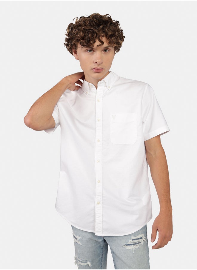 AE Short-Sleeve Slim Fit Button-Up Shirt