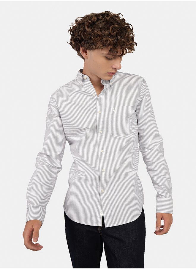AE Everyday Striped Oxford Button-Up Shirt